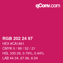 颜色代码: RGB 202 24 97 | qconv.com