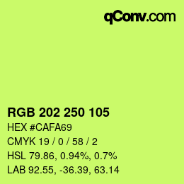 カラーコード: RGB 202 250 105 | qconv.com