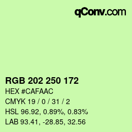 カラーコード: RGB 202 250 172 | qconv.com