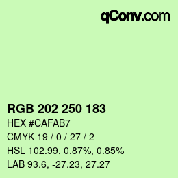 カラーコード: RGB 202 250 183 | qconv.com