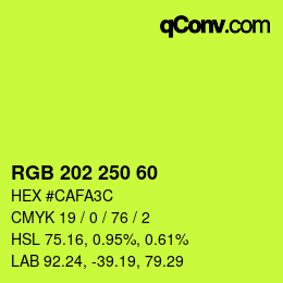 颜色代码: RGB 202 250 60 | qconv.com