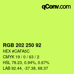 颜色代码: RGB 202 250 92 | qconv.com