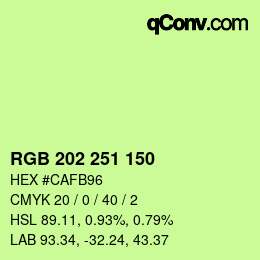 カラーコード: RGB 202 251 150 | qconv.com