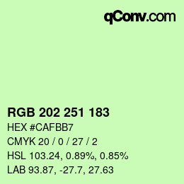 カラーコード: RGB 202 251 183 | qconv.com