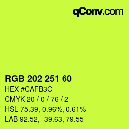 カラーコード: RGB 202 251 60 | qconv.com