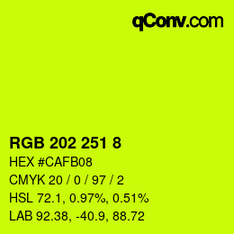 カラーコード: RGB 202 251 8 | qconv.com