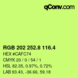 カラーコード: RGB 202 252.8 116.4 | qconv.com