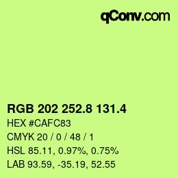 カラーコード: RGB 202 252.8 131.4 | qconv.com