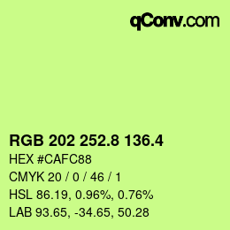 カラーコード: RGB 202 252.8 136.4 | qconv.com