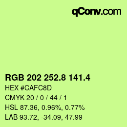 カラーコード: RGB 202 252.8 141.4 | qconv.com