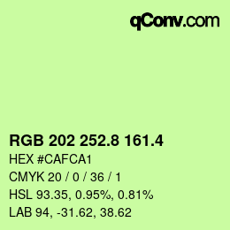 カラーコード: RGB 202 252.8 161.4 | qconv.com