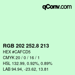 カラーコード: RGB 202 252.8 213 | qconv.com