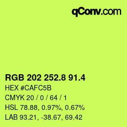 カラーコード: RGB 202 252.8 91.4 | qconv.com