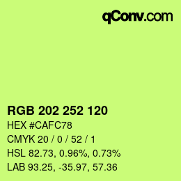 カラーコード: RGB 202 252 120 | qconv.com