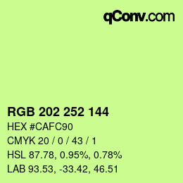 カラーコード: RGB 202 252 144 | qconv.com