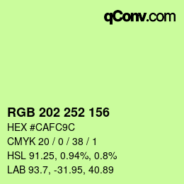 颜色代码: RGB 202 252 156 | qconv.com