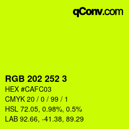 颜色代码: RGB 202 252 3 | qconv.com