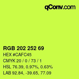 Color code: RGB 202 252 69 | qconv.com