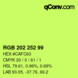 カラーコード: RGB 202 252 99 | qconv.com