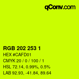 カラーコード: RGB 202 253 1 | qconv.com