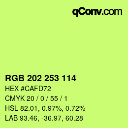 颜色代码: RGB 202 253 114 | qconv.com