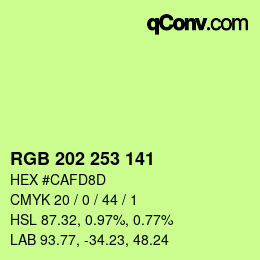 Color code: RGB 202 253 141 | qconv.com