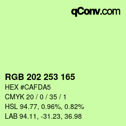 Color code: RGB 202 253 165 | qconv.com