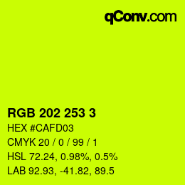 颜色代码: RGB 202 253 3 | qconv.com