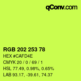 颜色代码: RGB 202 253 78 | qconv.com