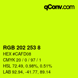 颜色代码: RGB 202 253 8 | qconv.com