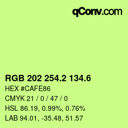 カラーコード: RGB 202 254.2 134.6 | qconv.com