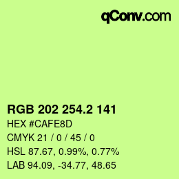 カラーコード: RGB 202 254.2 141 | qconv.com