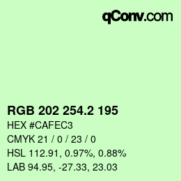 カラーコード: RGB 202 254.2 195 | qconv.com
