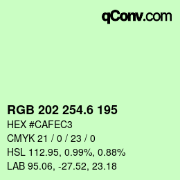カラーコード: RGB 202 254.6 195 | qconv.com