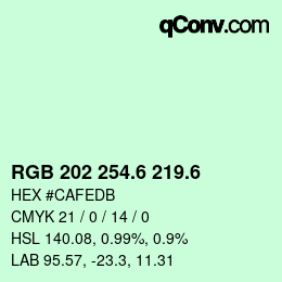 カラーコード: RGB 202 254.6 219.6 | qconv.com