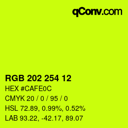 カラーコード: RGB 202 254 12 | qconv.com