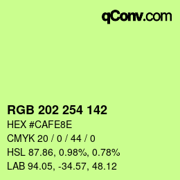 カラーコード: RGB 202 254 142 | qconv.com
