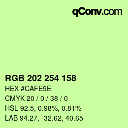 カラーコード: RGB 202 254 158 | qconv.com