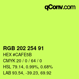 カラーコード: RGB 202 254 91 | qconv.com