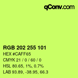 Color code: RGB 202 255 101 | qconv.com