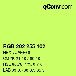カラーコード: RGB 202 255 102 | qconv.com