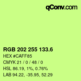 カラーコード: RGB 202 255 133.6 | qconv.com