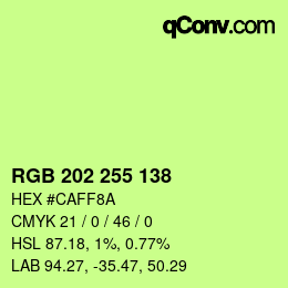 Color code: RGB 202 255 138 | qconv.com