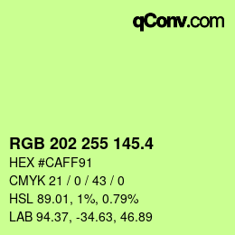 カラーコード: RGB 202 255 145.4 | qconv.com