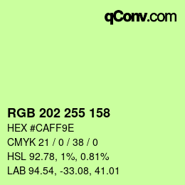 Color code: RGB 202 255 158 | qconv.com