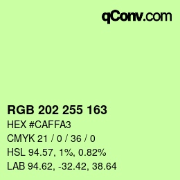 Color code: RGB 202 255 163 | qconv.com