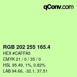 カラーコード: RGB 202 255 165.4 | qconv.com