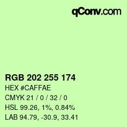 Color code: RGB 202 255 174 | qconv.com