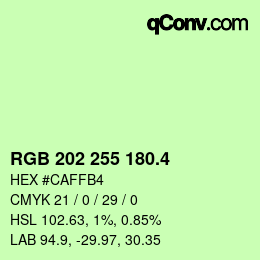 カラーコード: RGB 202 255 180.4 | qconv.com