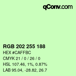 Color code: RGB 202 255 188 | qconv.com